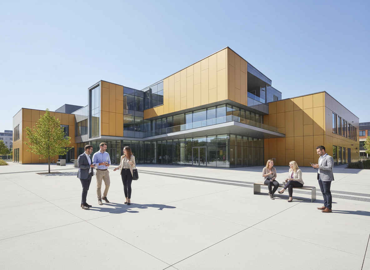 AI enhanced architectural interior with people