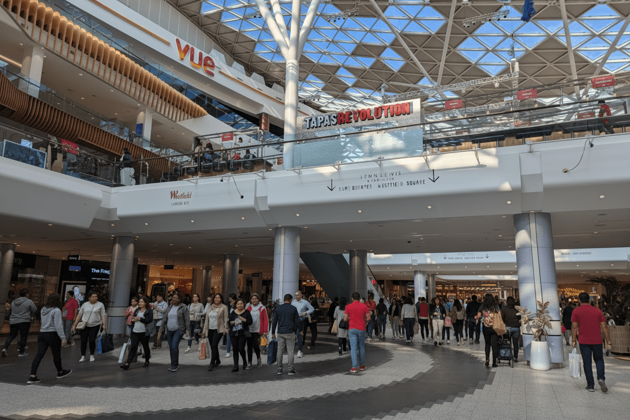 Retail space filled with AI-generated shoppers